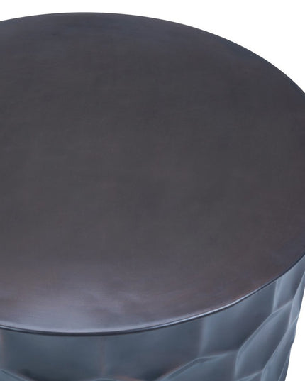 17" Antiqued Bronze Metal Round Drum End Table