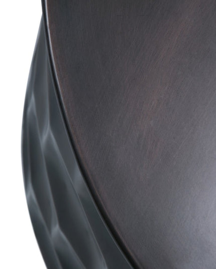 17" Antiqued Bronze Metal Round Drum End Table