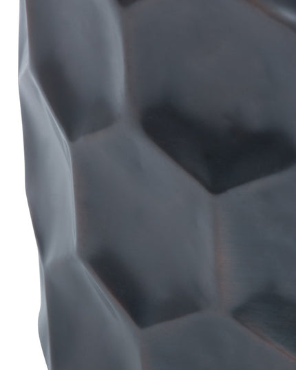 17" Antiqued Bronze Metal Round Drum End Table