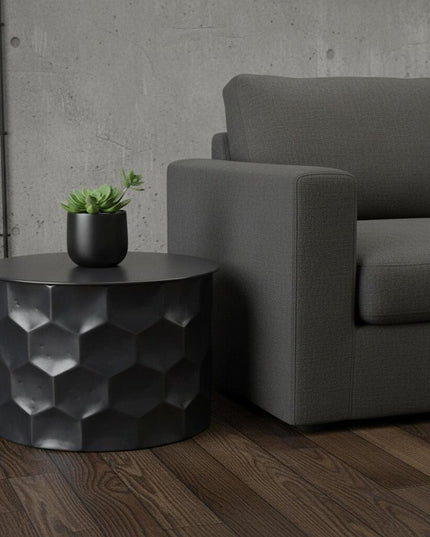 17" Antiqued Bronze Metal Round Drum End Table