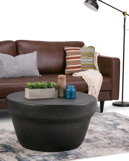 18" Bronze Metal Round Drum End Table