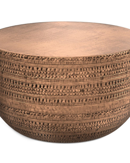 18" Copper Metal Round Drum End Table