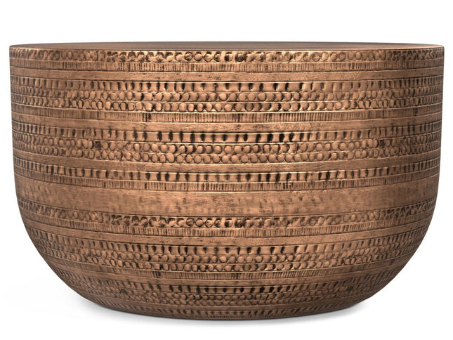 18" Copper Metal Round Drum End Table