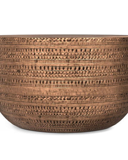 18" Copper Metal Round Drum End Table