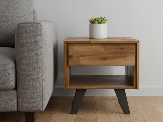 22" Gold Metal Square End Table