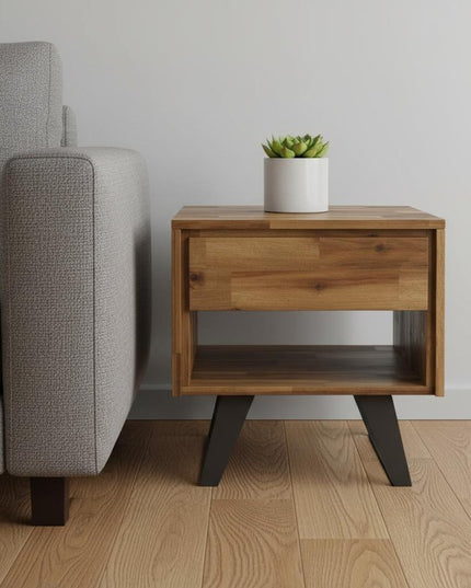 22" Gold Metal Square End Table