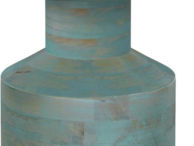 18" Teal Blue Solid Wood Round End Table