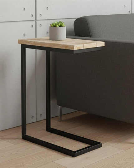 24" White Metal End Table