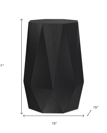 21" Black Solid Wood End Table