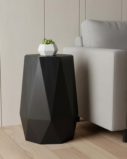 21" Black Solid Wood End Table