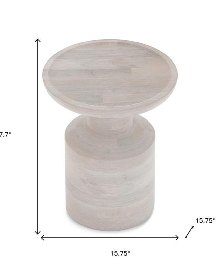 18" White Solid Wood Round End Table