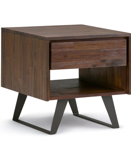 22" Brown Metal Square End Table