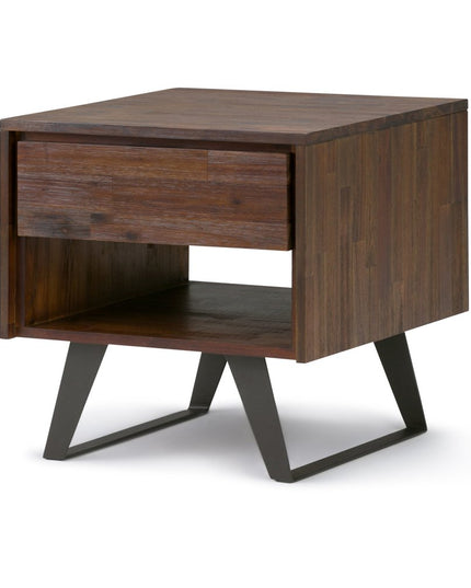 22" Brown Metal Square End Table