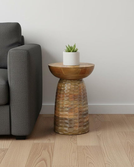 18" Natural Solid Wood Round End Table