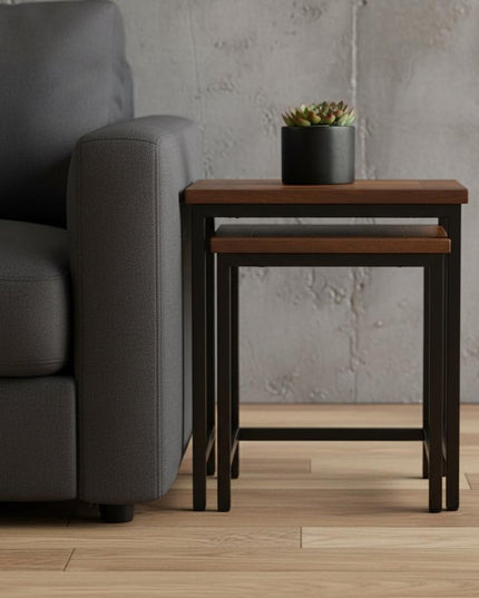 24" Brown Metal End Table