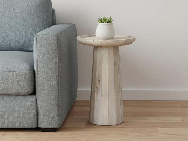 19" White Solid Wood Round End Table