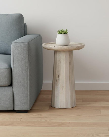 19" White Solid Wood Round End Table