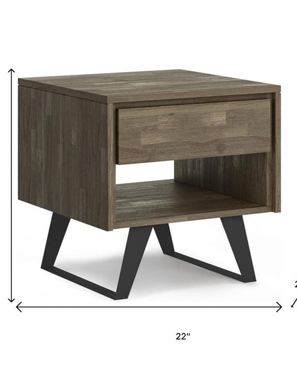 22" Gray Metal Square End Table