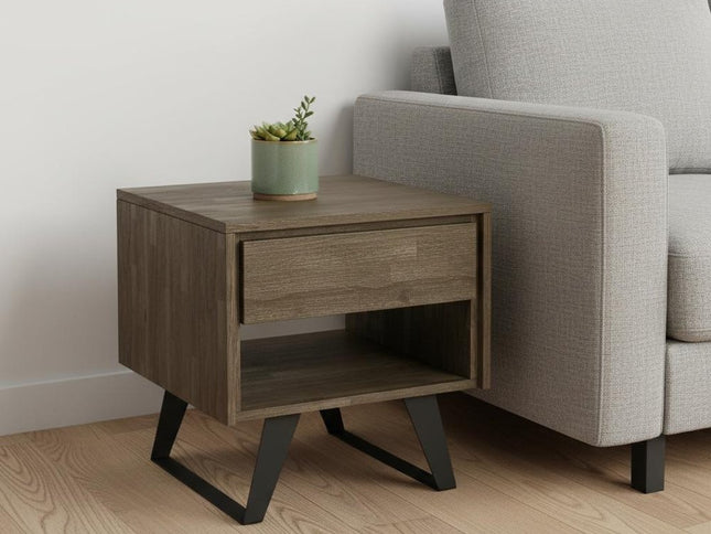 22" Gray Metal Square End Table