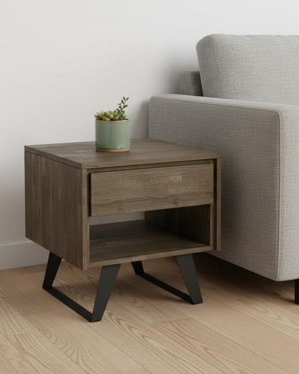 22" Gray Metal Square End Table