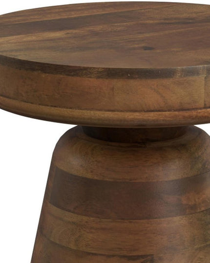18" Brown Solid Wood Round End Table