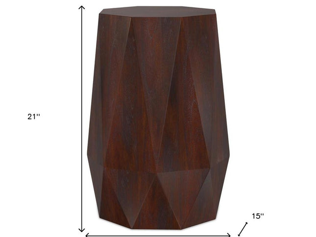 21" Brown Solid Wood End Table