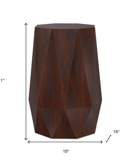 21" Brown Solid Wood End Table