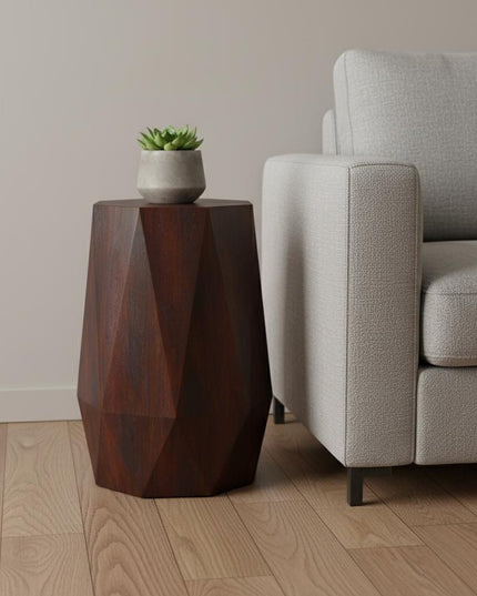 21" Brown Solid Wood End Table