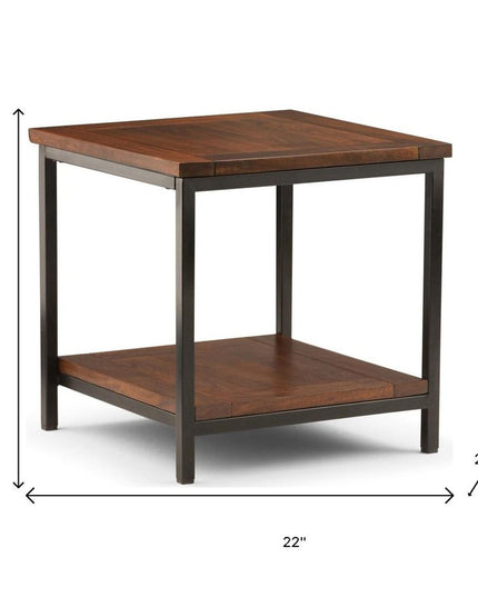 22" Brown Metal Square End Table