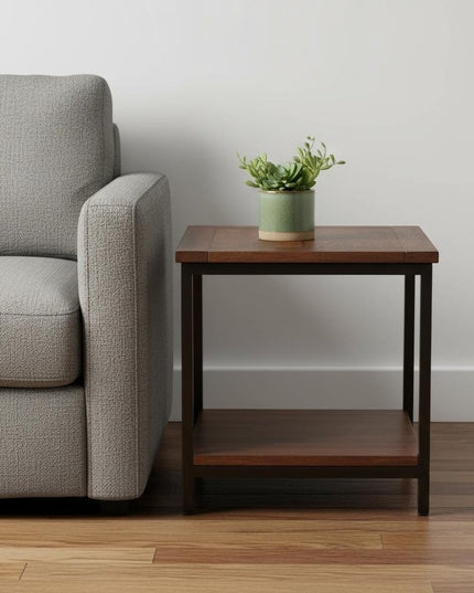 22" Brown Metal Square End Table