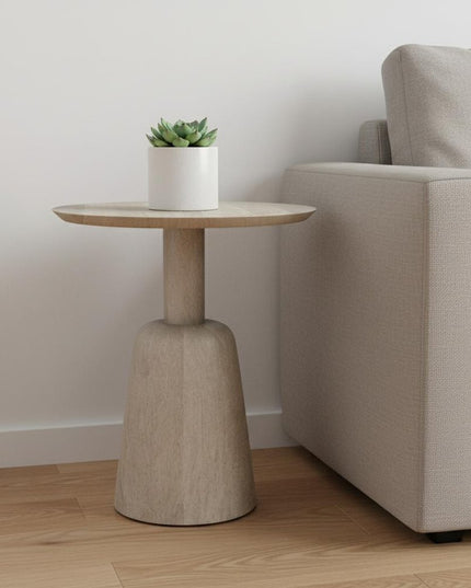 20" White Solid Wood Round End Table