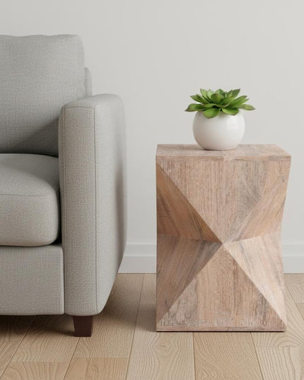 19" Natural Solid Wood Square End Table