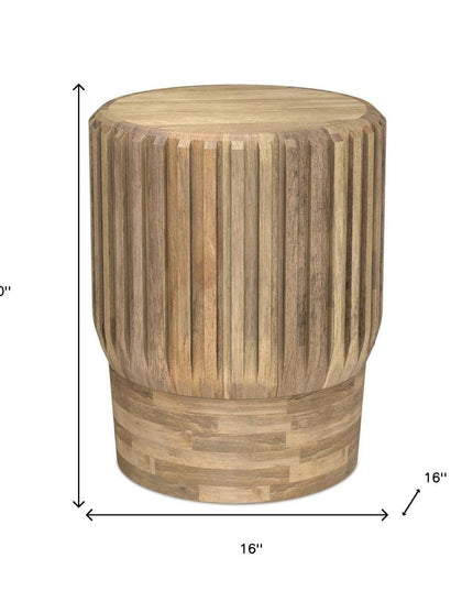 20" Natural Solid Wood Round End Table