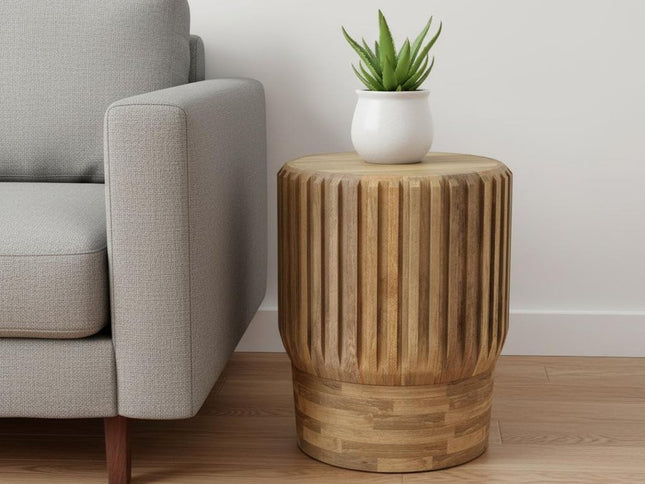 20" Natural Solid Wood Round End Table