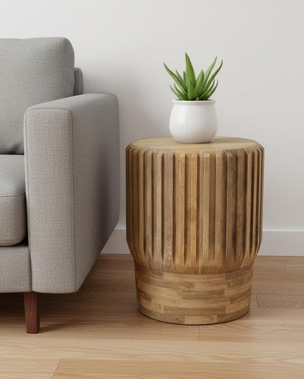 20" Natural Solid Wood Round End Table