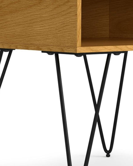 23" Oak Metal Square End Table