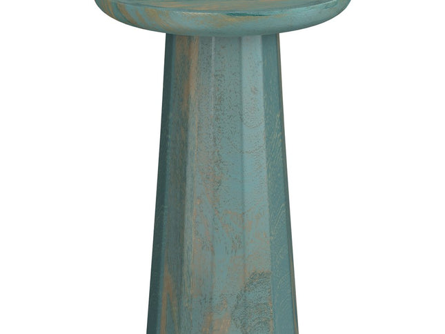 19" Teal Blue Solid Wood Round End Table