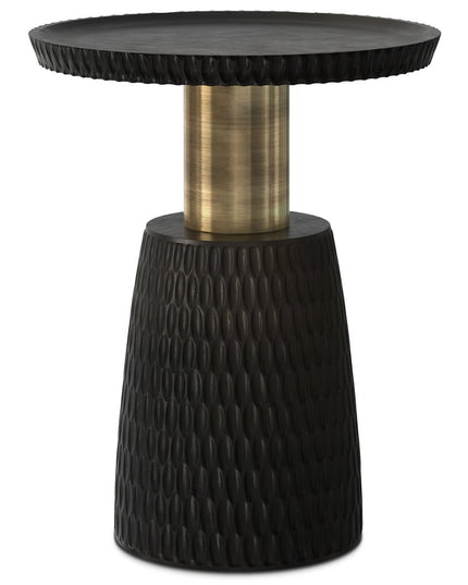 20" Black Metal Round End Table