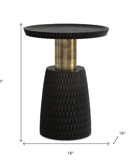 20" Black Metal Round End Table