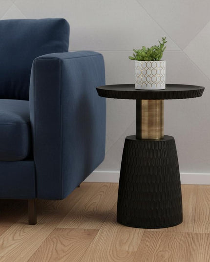 20" Black Metal Round End Table