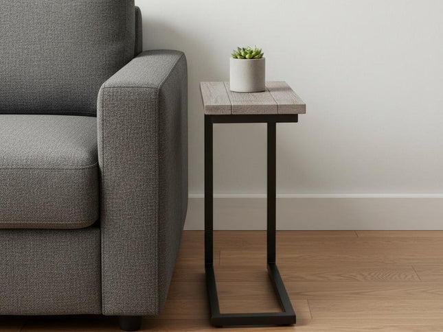 24" Beige Metal End Table