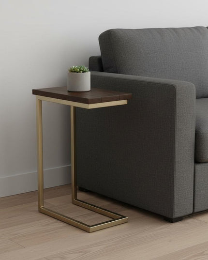 24" Brown Metal End Table