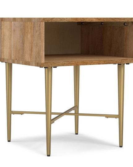 22" Natural Metal Square End Table