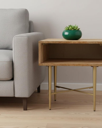 22" Natural Metal Square End Table