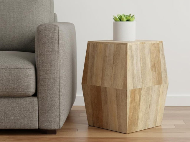 22" Natural Solid Wood End Table