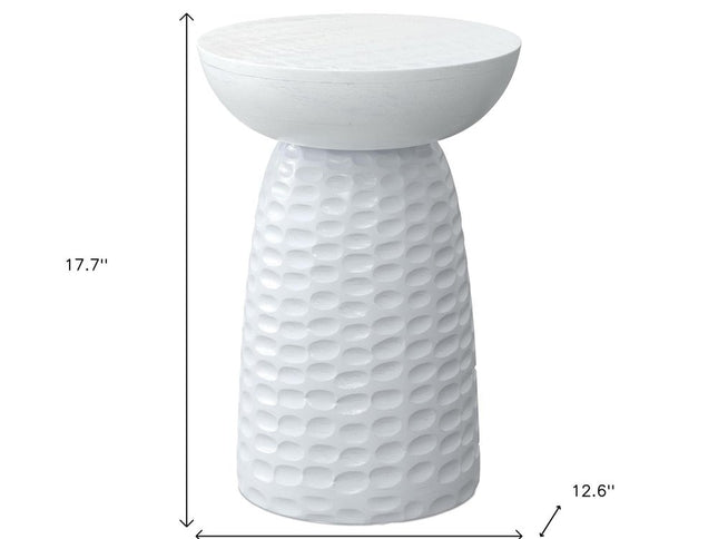 18" White Solid Wood Round End Table