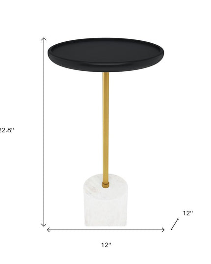 23" Black Iron Round End Table