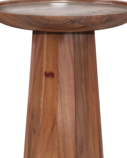 19" Cream Solid Wood Round End Table