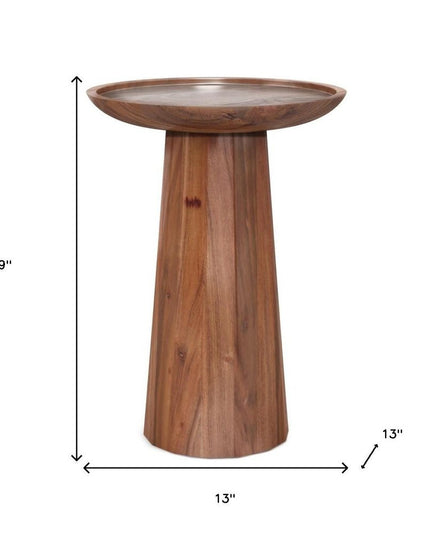 19" Cream Solid Wood Round End Table