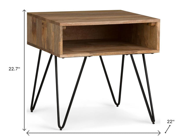 23" Natural Metal Square End Table